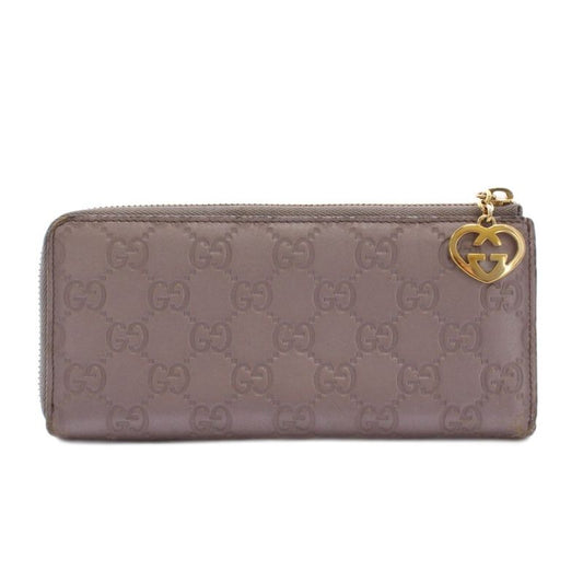 Gucci Long Wallet L-shape Zipper Lovely Heart Guccissima Leather Pink Purple GG