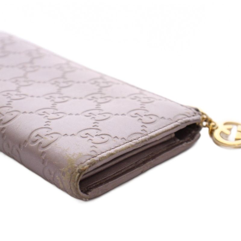 Gucci Long Wallet L-shape Zipper Lovely Heart Guccissima Leather Pink Purple GG