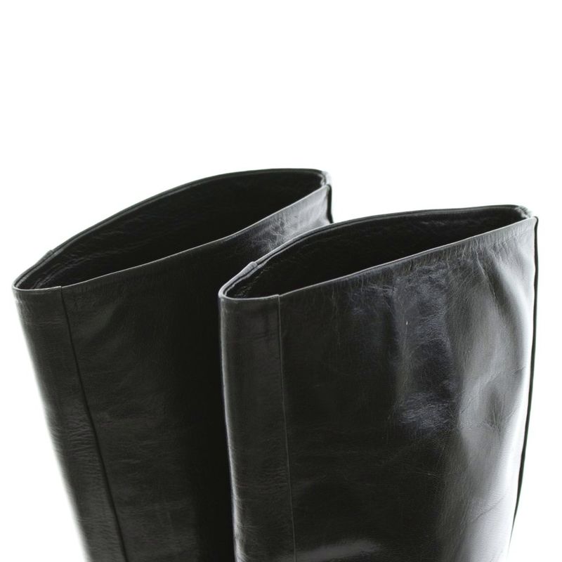 Celine Phoebe Period Bambam Long Boots Heel Round Toe Leather 37 Black AN26