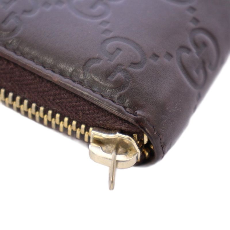 Gucci Striped Coin Case Compact Round Zipper Leather Logo Interlocking One