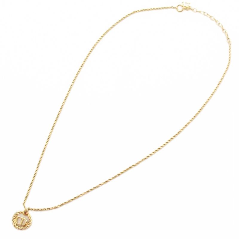 Christian DIOR Necklace Pendant CD Logo Gold Color AE - GY47