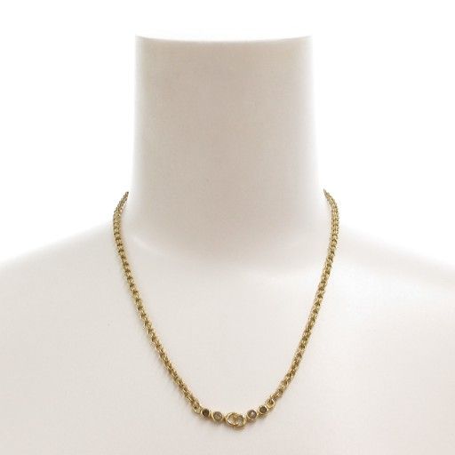 Christian DIOR Necklace Pendant CD Logo Rhinestone Gold Color AE - GY47