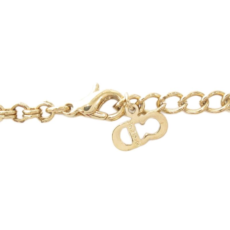 Christian DIOR Necklace Pendant CD Logo Rhinestone Gold Color AE - GY47