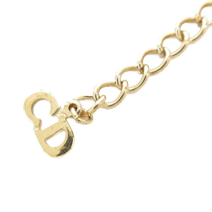 Christian DIOR Necklace Pendant CD Logo Rhinestone Gold Color AE - GY47