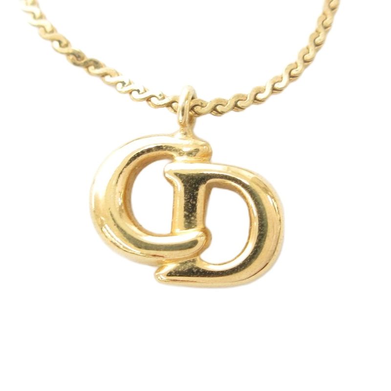 Christian DIOR Necklace Pendant CD Logo Gold Color AE - GY47