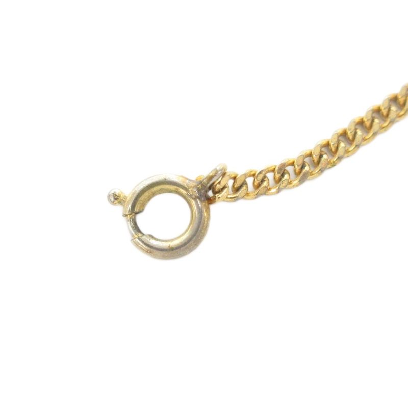 Christian DIOR Necklace Pendant CD Logo Rhinestone Gold Color AE - GY47