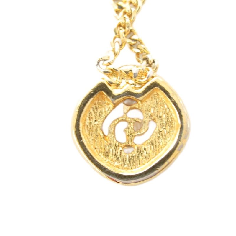 Christian DIOR Necklace Pendant CD Logo Rhinestone Gold Color AE - GY47