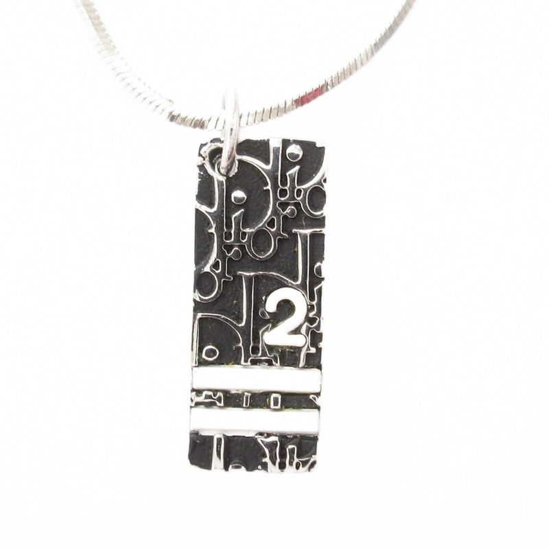 Christian DIOR Necklace Pendant Plate Trotter Silver Color AE - GY47