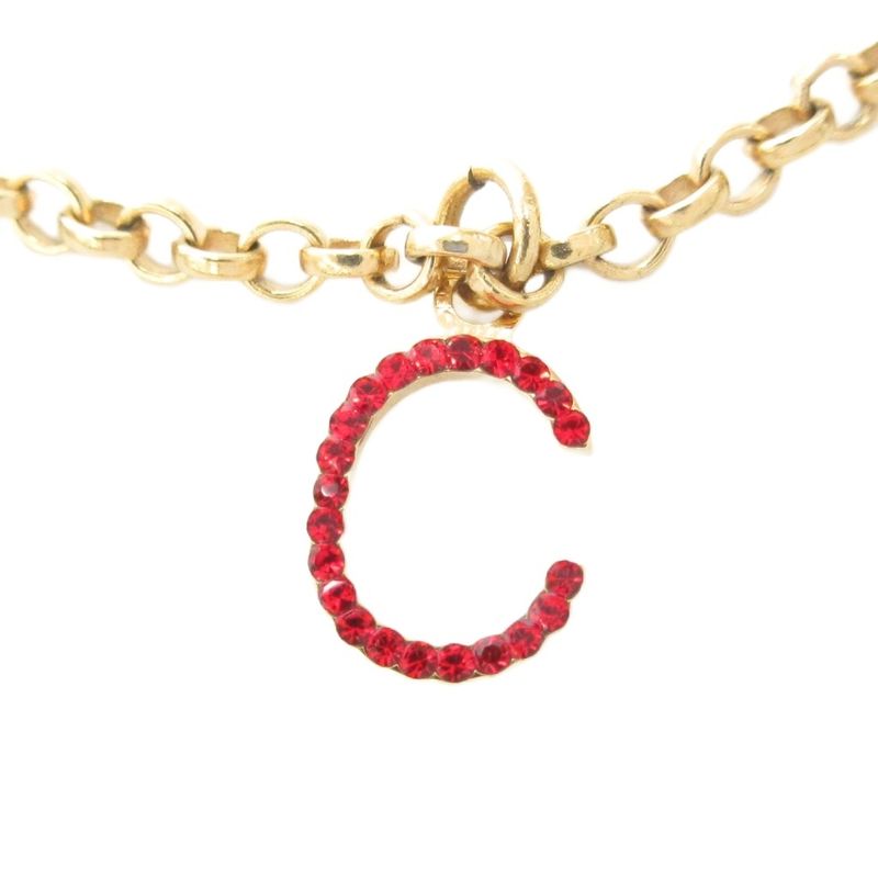 Celine Rhinestone Embellished Charm Chain Bracelet Logo Gold Color AE - GY47