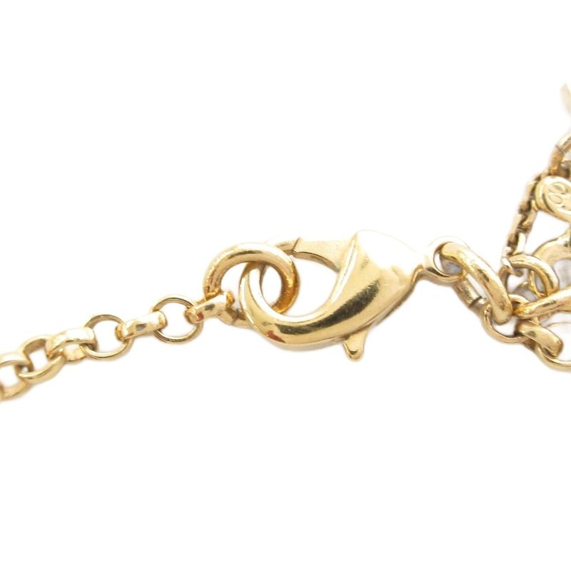 Celine Rhinestone Embellished Charm Chain Bracelet Logo Gold Color AE - GY47