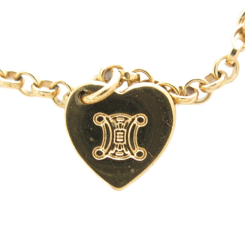 Celine Rhinestone Embellished Charm Chain Bracelet Logo Gold Color AE - GY47