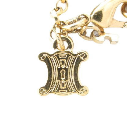 Celine Rhinestone Embellished Charm Chain Bracelet Logo Gold Color AE - GY47