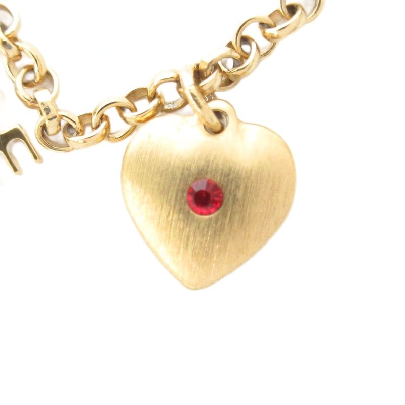 Celine Rhinestone Embellished Charm Chain Bracelet Logo Gold Color AE - GY47