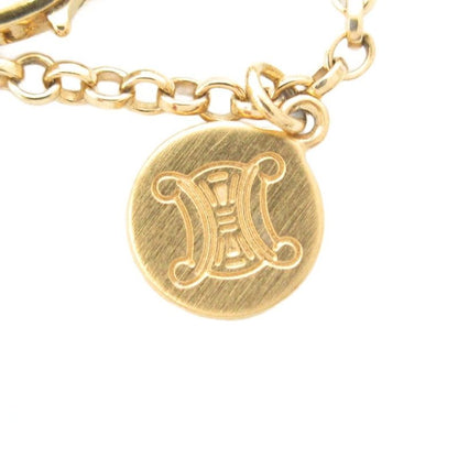 Celine Rhinestone Embellished Charm Chain Bracelet Logo Gold Color AE - GY47