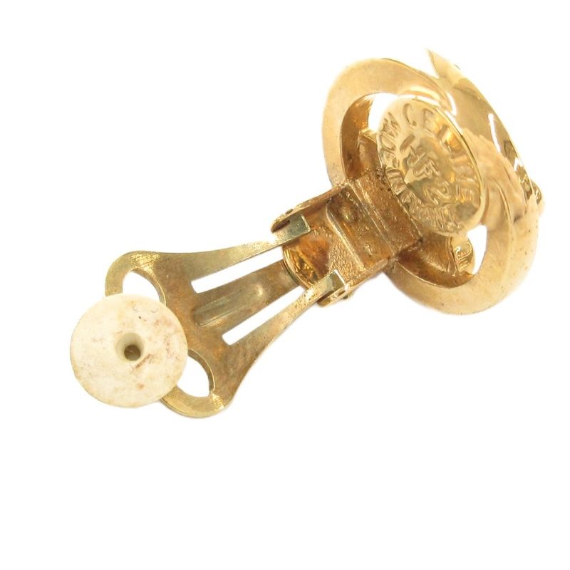 Celine Macadam Triomphe Earrings Logo Gold Color AE - GY47