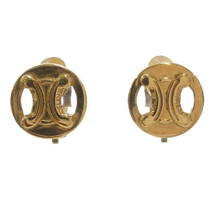 Celine Macadam Triomphe Earrings Logo Gold Color AE - GY47