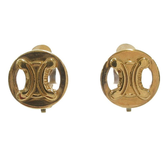 Celine Macadam Triomphe Earrings Logo Gold Color AE - GY47