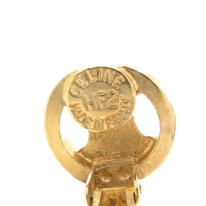 Celine Macadam Triomphe Earrings Logo Gold Color AE - GY47