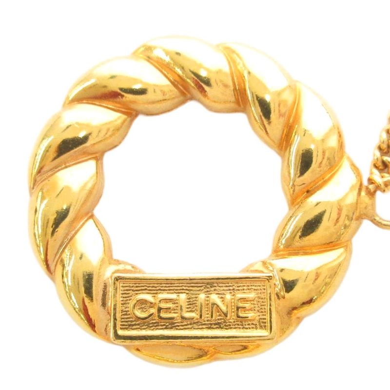 Celine Scarf Ring Twist Hoop Logo Gold Color AE - GY47