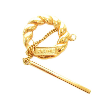 Celine Scarf Ring Twist Hoop Logo Gold Color AE - GY47
