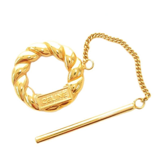 Celine Scarf Ring Twist Hoop Logo Gold Color AE - GY47