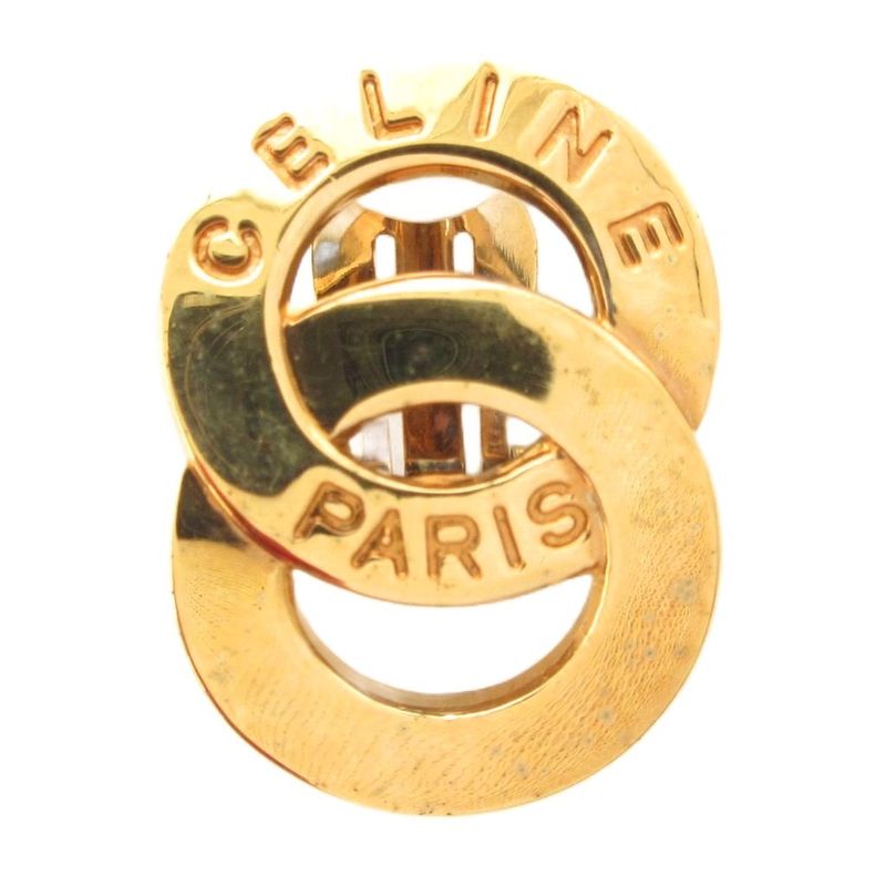 Celine Double Circle Logo Earring Clip Gold Color AE - GY47