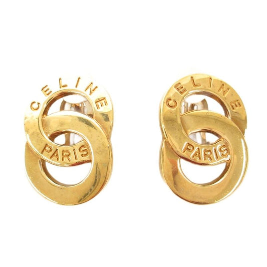 Celine Double Circle Logo Earring Clip Gold Color AE - GY47
