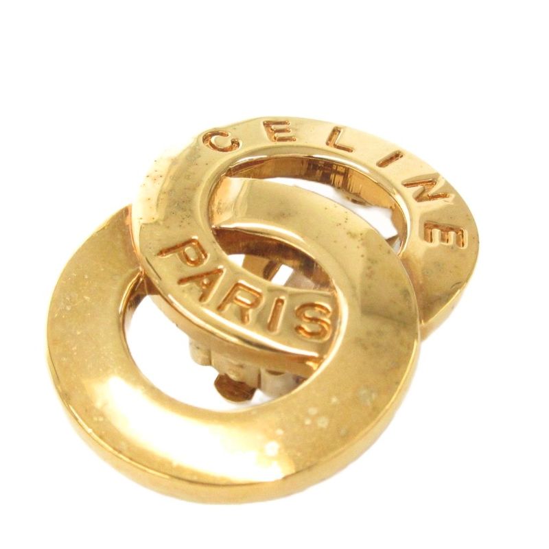Celine Double Circle Logo Earring Clip Gold Color AE - GY47