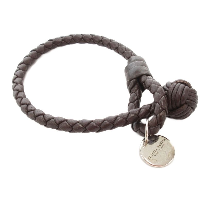 Bottega Veneta Intrecciato Bracelet Leather Genuine Dark Brown AE - GY47