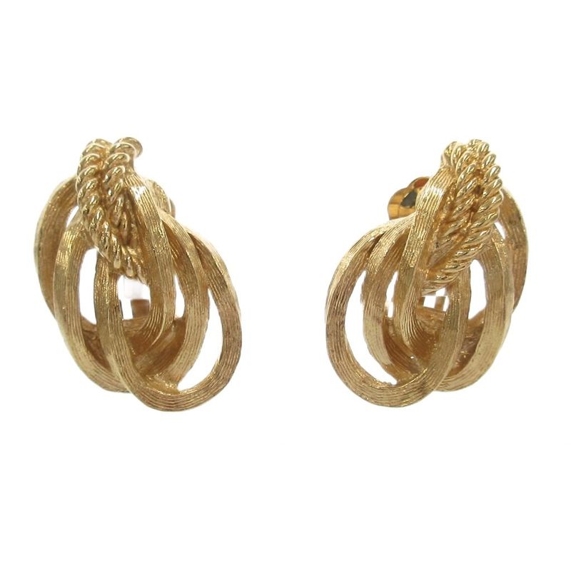 Christian DIOR Earrings 3 Rings Gold Color AE - GY47