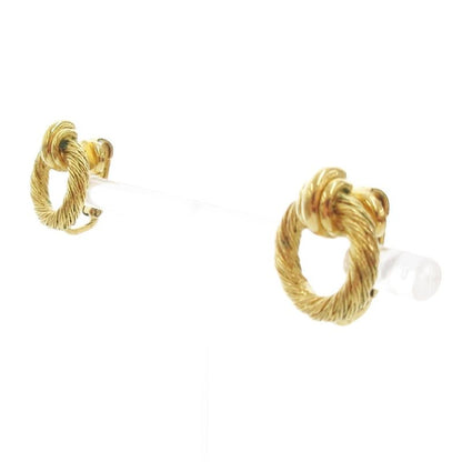 Christian DIOR Earring Rope Twist Hoop Gold Color AE - GY47