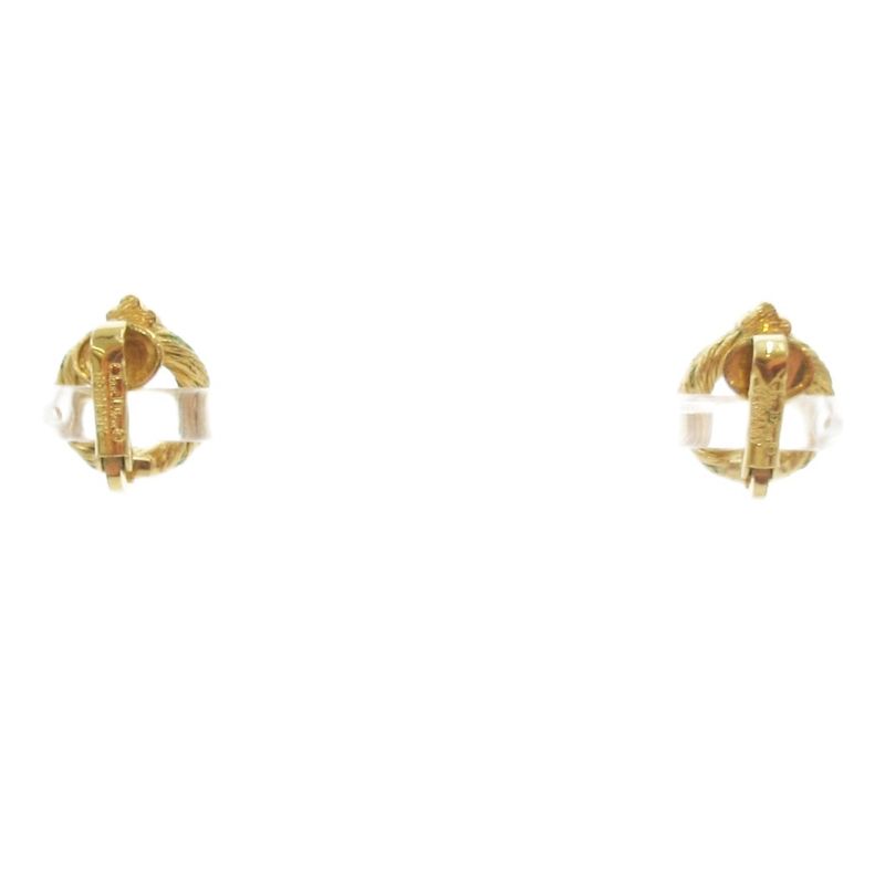 Christian DIOR Earring Rope Twist Hoop Gold Color AE - GY47