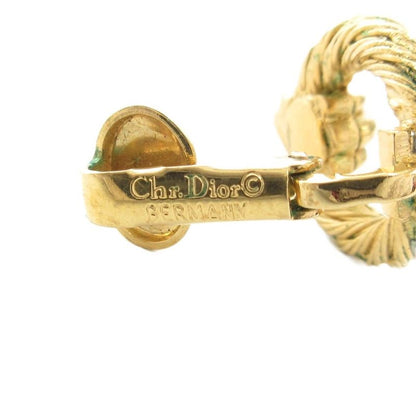 Christian DIOR Earring Rope Twist Hoop Gold Color AE - GY47