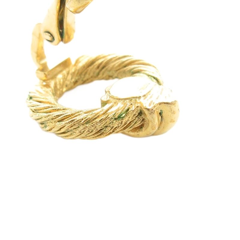 Christian DIOR Earring Rope Twist Hoop Gold Color AE - GY47