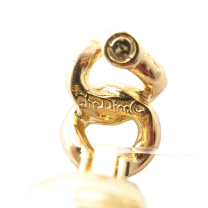 Christian DIOR Earrings Rhinestone 2 Chain Gold Color AE - GY47