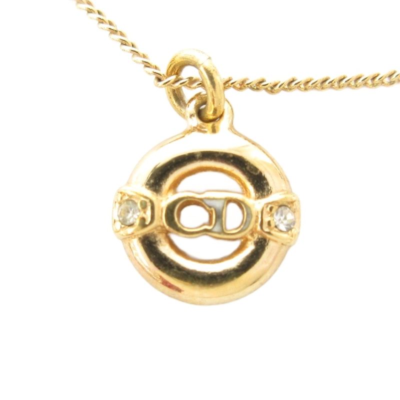 Christian DIOR Necklace Pendant CD Logo Gold Color AE - GY47