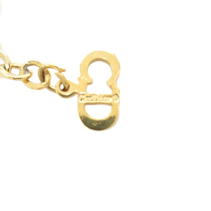 Christian DIOR CD Logo Round Gpnecklace Pendant Rhinestone Gold Color AE - GY47