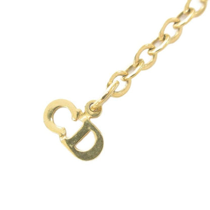 Christian DIOR Necklace Pendant Logo Rhinestone Gold Color AE - GY47