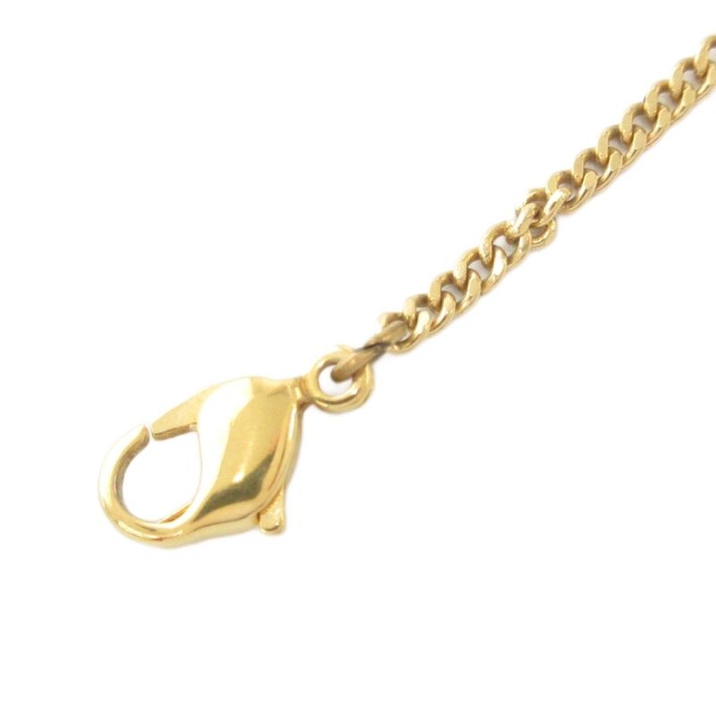 Christian DIOR Necklace Pendant Logo Rhinestone Gold Color AE - GY47