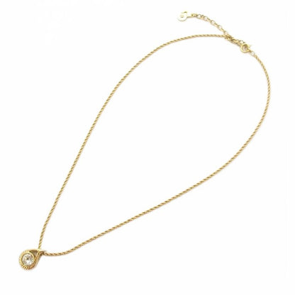 Christian DIOR Necklace Pendant Drop Motif Bijoux Gold Color AE - GY47