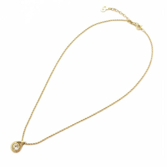 Christian DIOR Necklace Pendant Drop Motif Bijoux Gold Color AE - GY47