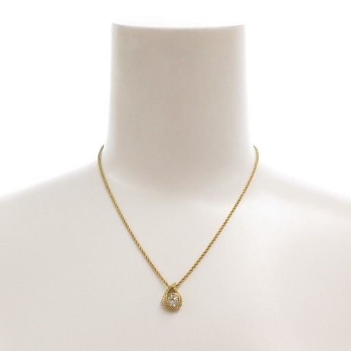 Christian DIOR Necklace Pendant Drop Motif Bijoux Gold Color AE - GY47