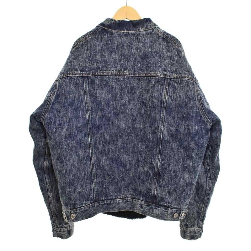 Balenciaga 19AW Faux Sheer Ring Denim Jacket With Inside Bore 44 Indigo 583230
