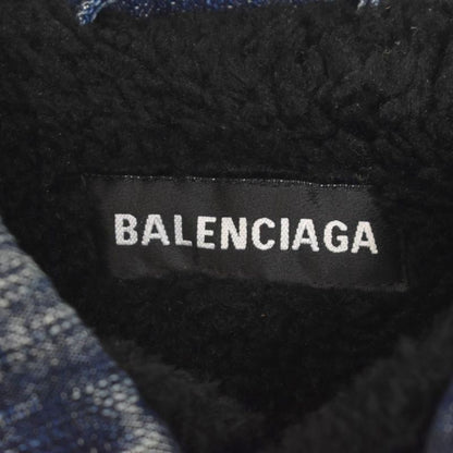 Balenciaga 19AW Faux Sheer Ring Denim Jacket With Inside Bore 44 Indigo 583230