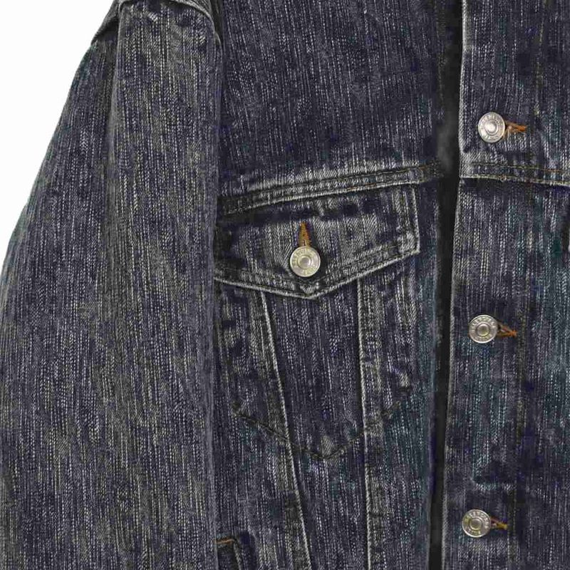 Balenciaga 19AW Faux Sheer Ring Denim Jacket With Inside Bore 44 Indigo 583230