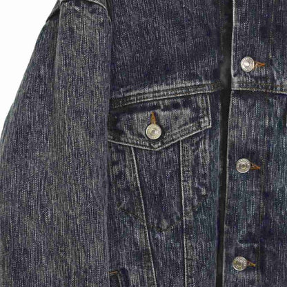 Balenciaga 19AW Faux Sheer Ring Denim Jacket With Inside Bore 44 Indigo 583230