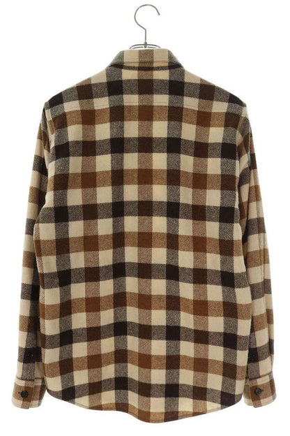 Celine 2c510943l Checked Loose Wool Long Sleeve Shirt Men's 37