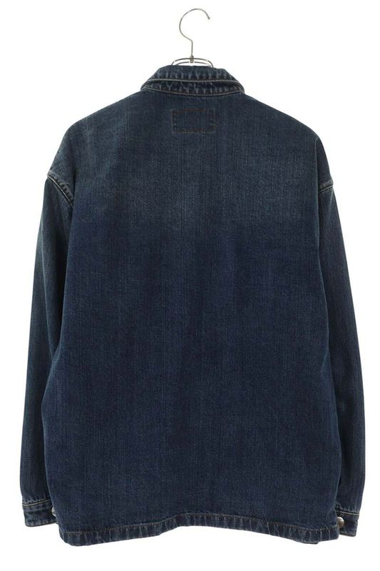 Prada Gec066 S212 14EF Triangle Logo Plate Denim Long Sleeve Shirt Men's S