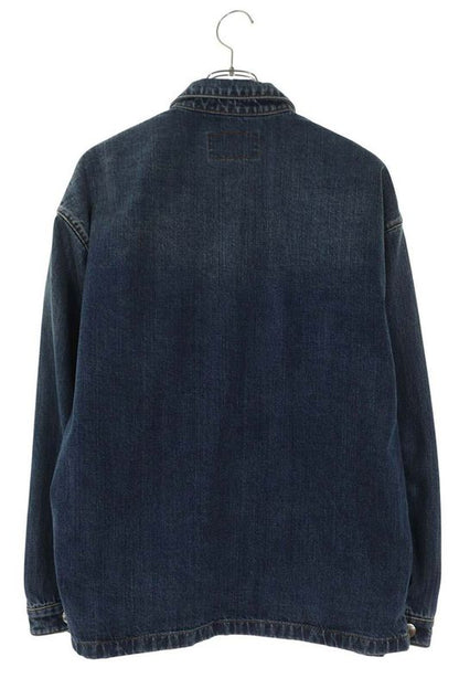 Prada Gec066 S212 14EF Triangle Logo Plate Denim Long Sleeve Shirt Men's S