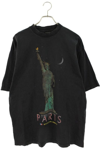 Balenciaga 764235 Tqvr9 Vintage Finish Statue Of Liberty Print T-shirt Men's XS